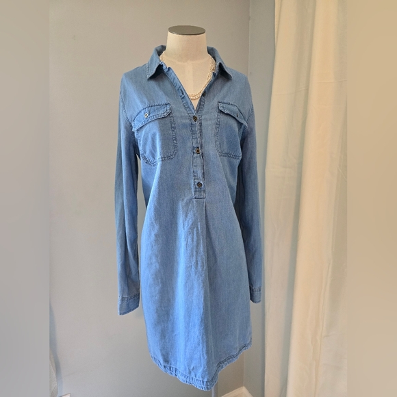 Old Navy Blue Denim Shirt Dress Womens Size Medium - Picture 1 of 13